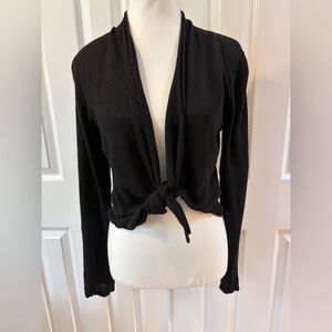 Cut Loose Black Linen Cropped Cardigan Size S